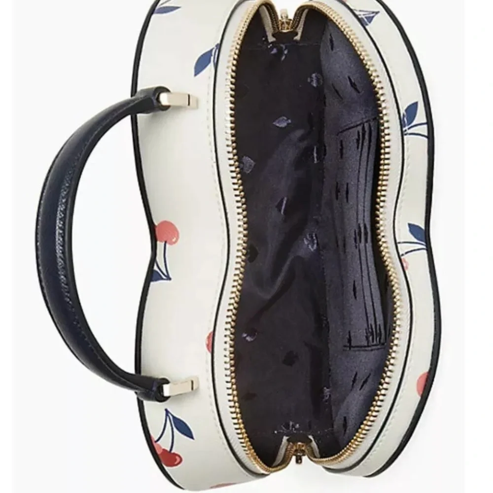 Kate Spade Love Shack Dancing Cherries Saffiano Heart Crossbody Bag Tote Cherry - Picture 3 of 8